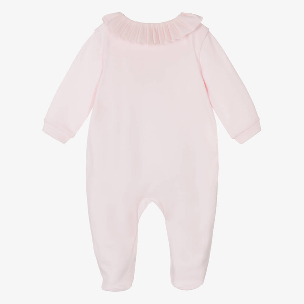 Pureté Du... Bébé-Girls Pink Cotton Pleat Collar Babygrow | Childrensalon Outlet