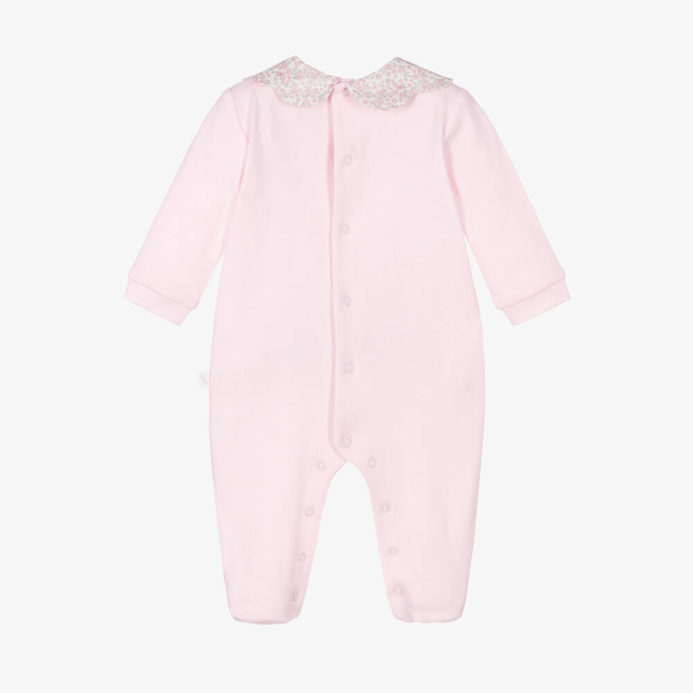 Pureté Du... Bébé-Girls Pink Floral-Collared Cotton Romper | Childrensalon Outlet