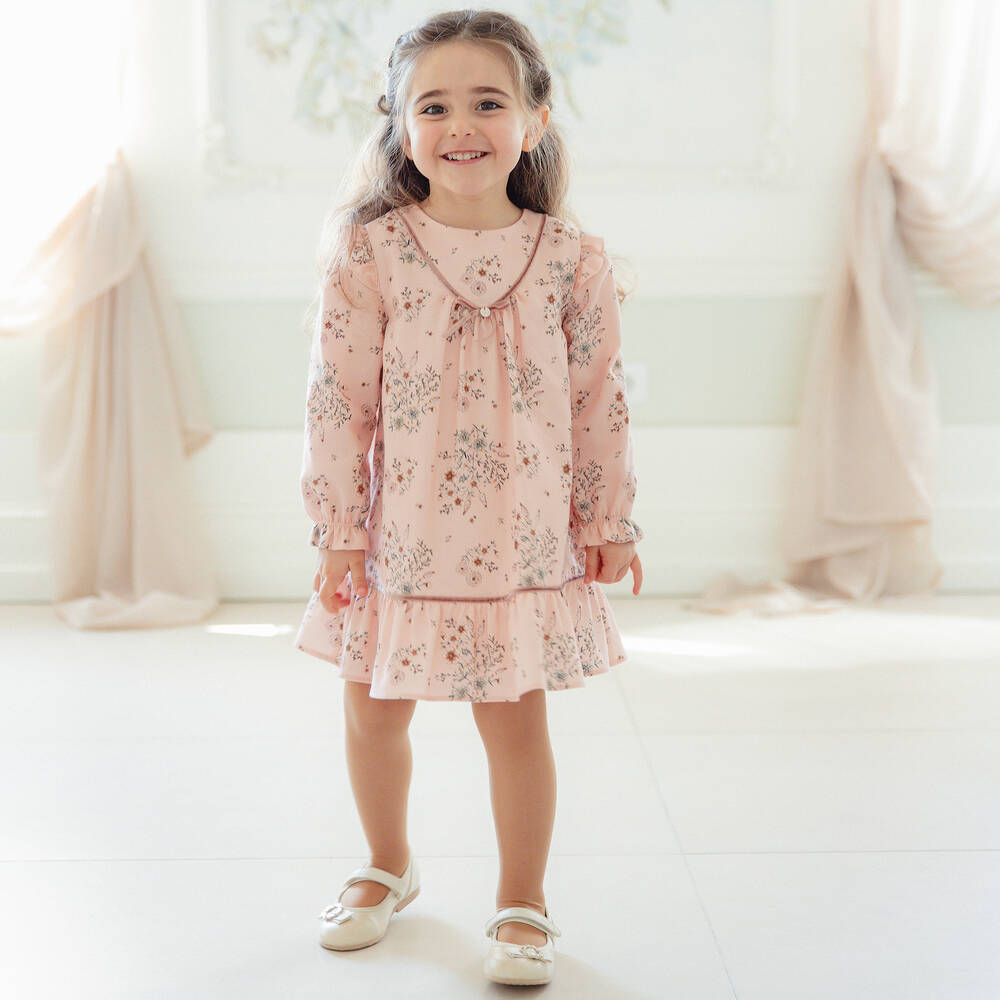 Pureté Du... Bébé-Girls Pink Floral Cotton Dress | Childrensalon Outlet