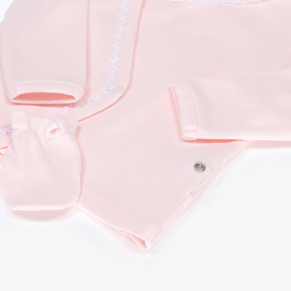 Pureté Du... Bébé-Girls Pink Lace-Trimmed Cotton Ensemble | Childrensalon Outlet