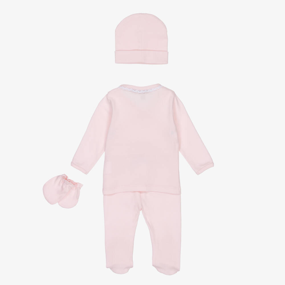 Pureté Du... Bébé-Girls Pink Lace-Trimmed Cotton Ensemble | Childrensalon Outlet