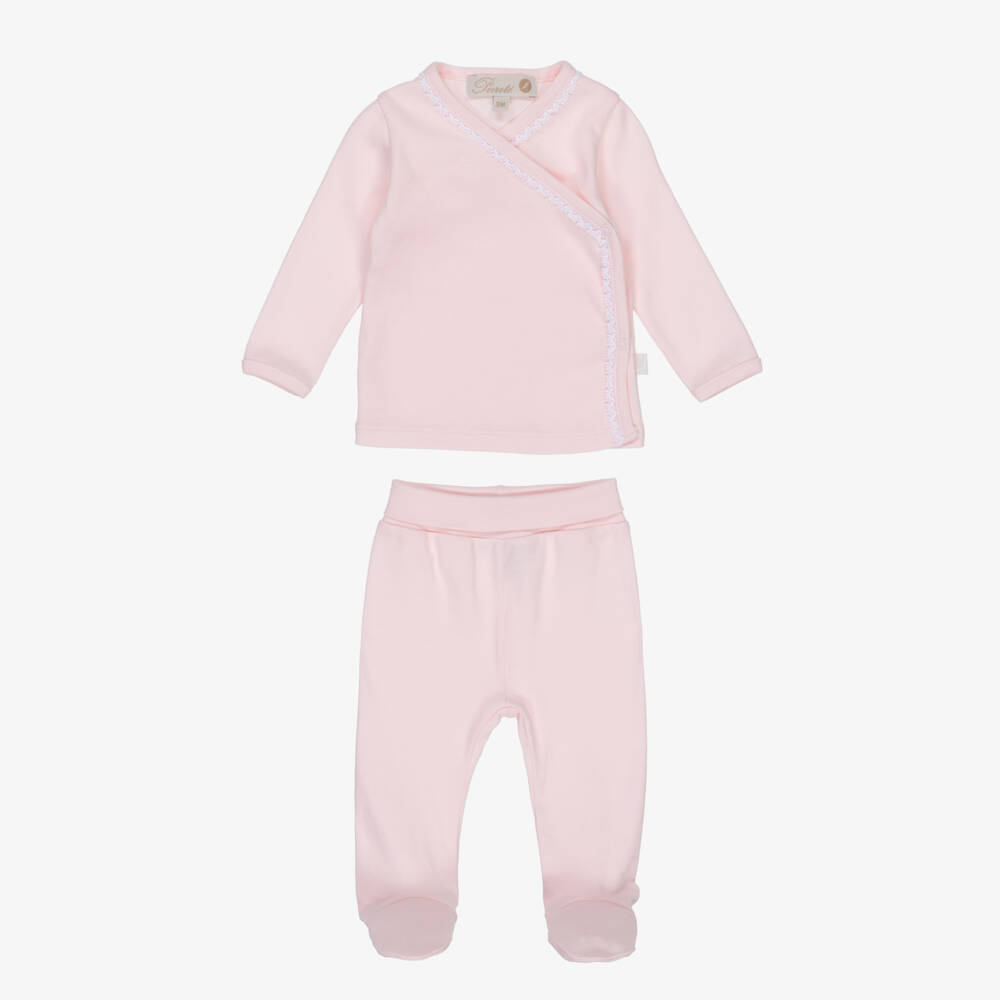 Pureté Du... Bébé-Girls Pink Lace-Trimmed Cotton Ensemble | Childrensalon Outlet