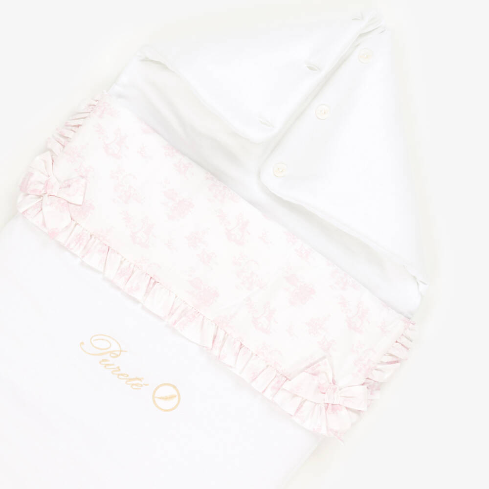 Pureté Du... Bébé-Girls Pink & White Cotton Snuggle Cocoon | Childrensalon Outlet