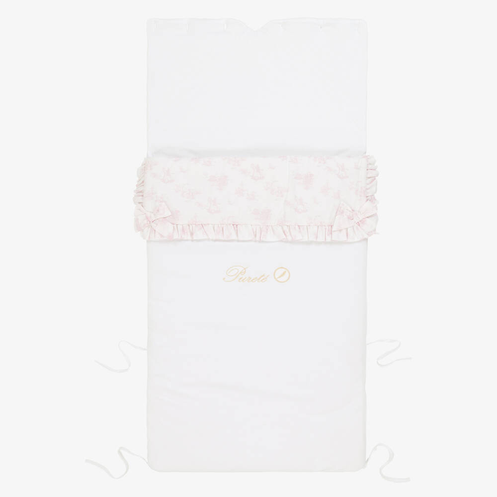 Pureté Du... Bébé-Girls Pink & White Cotton Snuggle Cocoon | Childrensalon Outlet