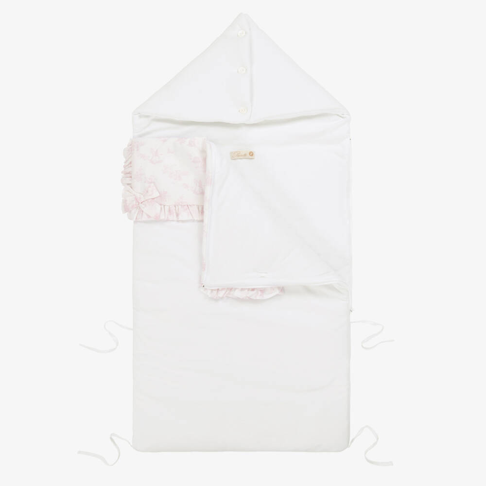 Pureté Du... Bébé-Girls Pink & White Cotton Snuggle Cocoon | Childrensalon Outlet