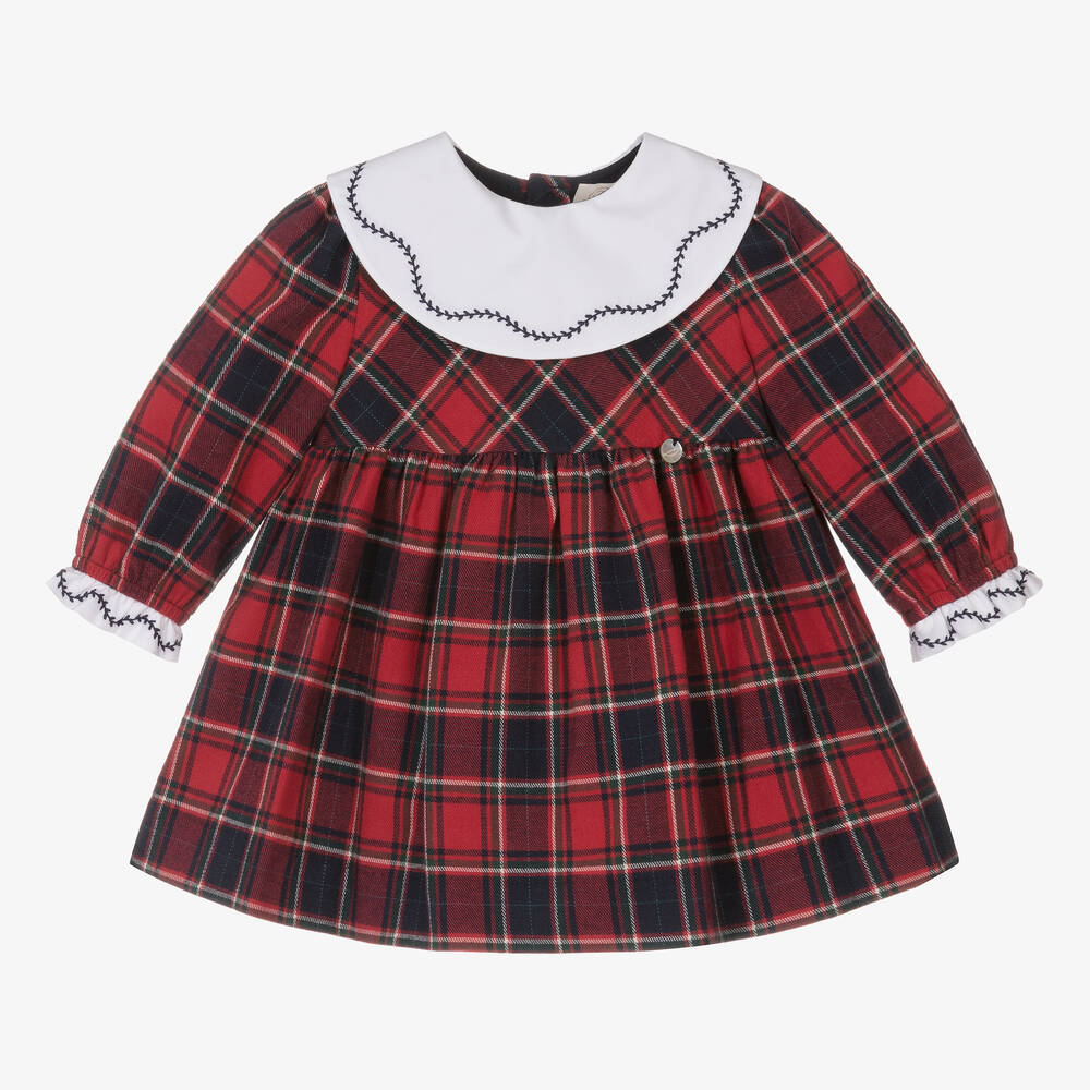 Pureté Du... Bébé - Rotes und navyblaues Kleid mit Schottenkaros für Mädchen | Childrensalon