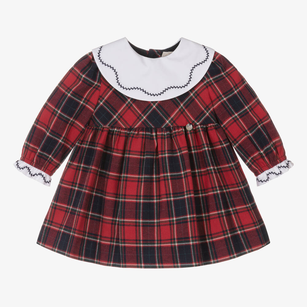 Pureté Du... Bébé - Girls Red & Navy Blue Tartan Check Dress | Childrensalon