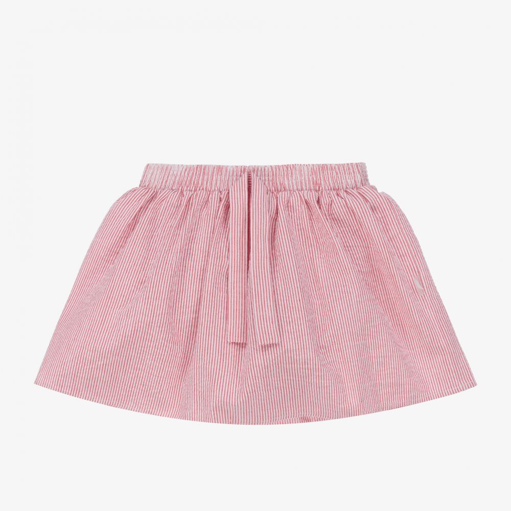 Pureté Du... Bébé - Girls Red Striped Cotton Skirt | Childrensalon