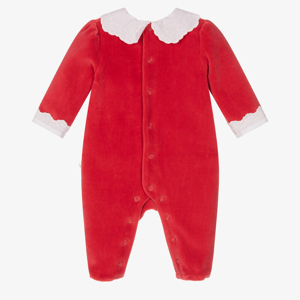Pureté Du... Bébé-Girls Red Velour Babygrow | Childrensalon Outlet