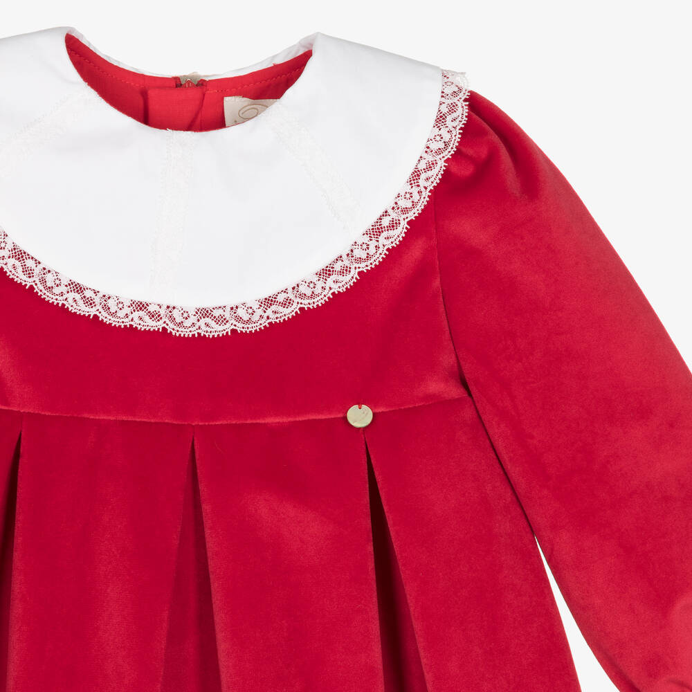 Puret Du B b Girls Red Velvet Dress