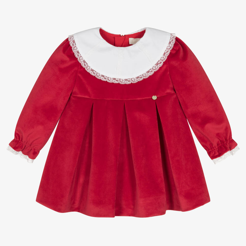 Pureté Du... Bébé - Robe rouge en velours fille | Childrensalon