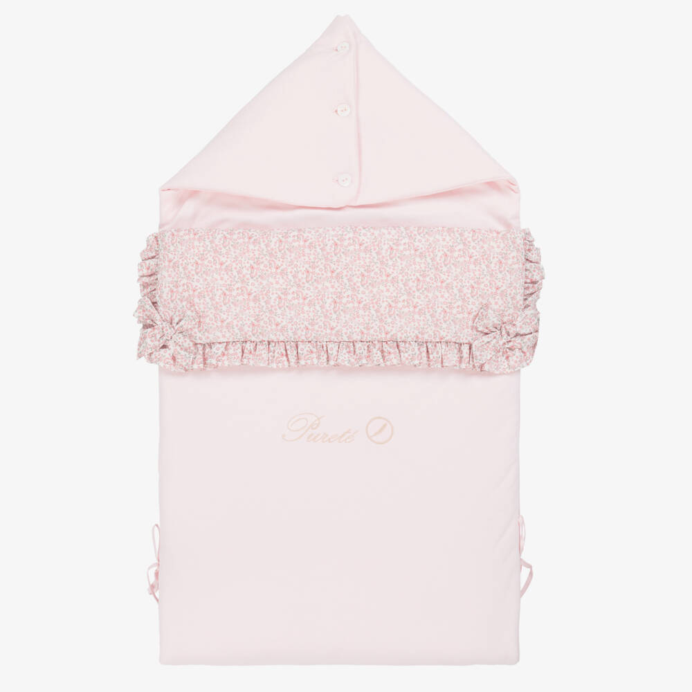 Pureté Du... Bébé-Girls Soft Pink Floral Cotton Cocoon | Childrensalon Outlet