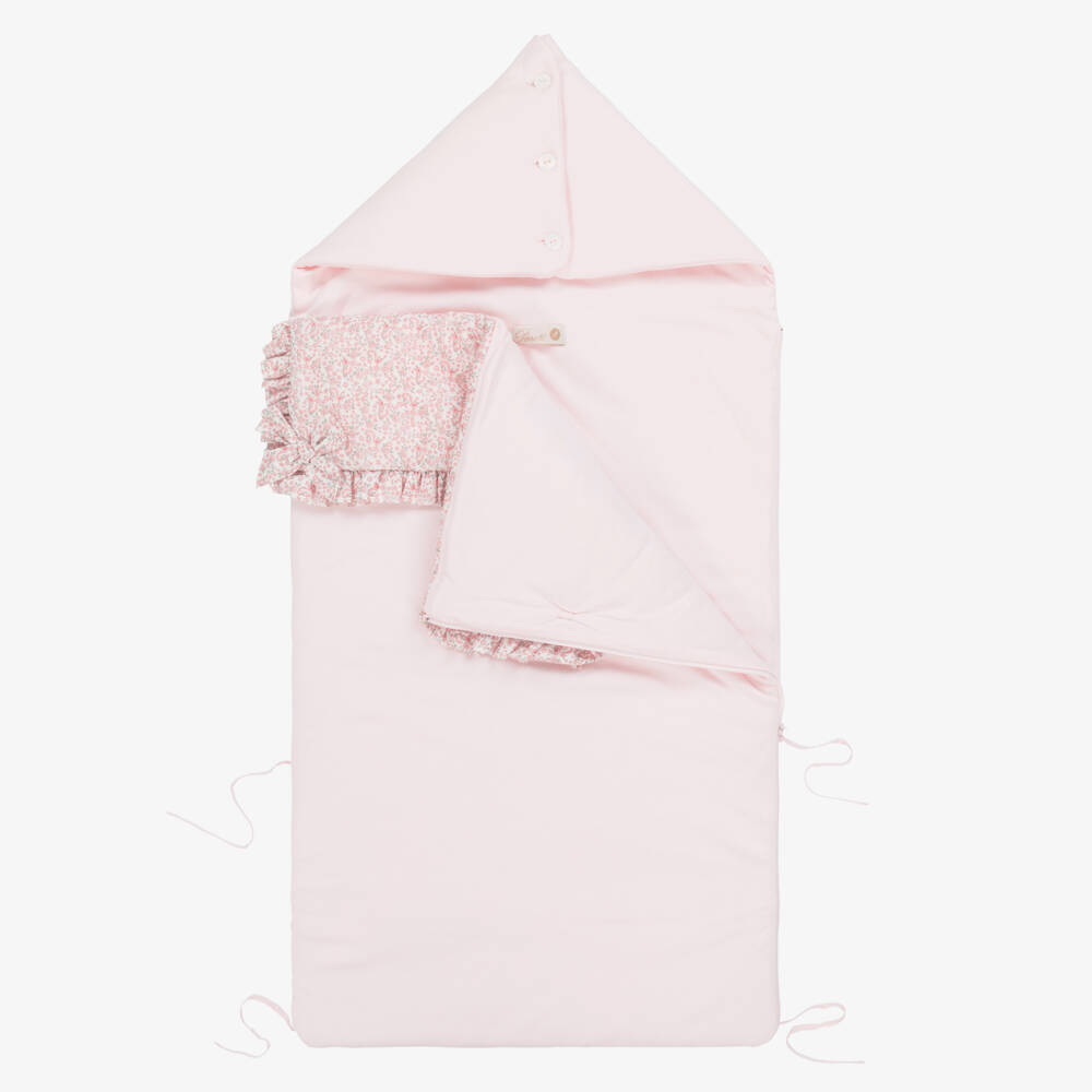 Pureté Du... Bébé-Girls Soft Pink Floral Cotton Cocoon | Childrensalon Outlet