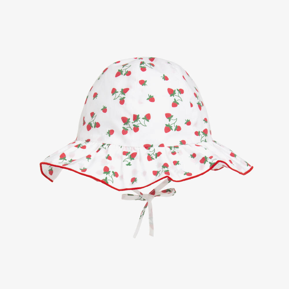 Pureté Du... Bébé-Girls Soft Strawberry Print Sunhat | Childrensalon Outlet