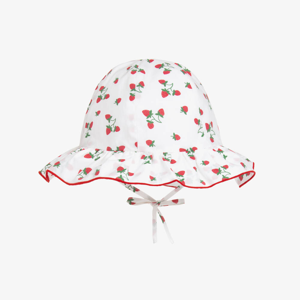 Pureté Du... Bébé-Girls Soft Strawberry Print Sunhat | Childrensalon Outlet