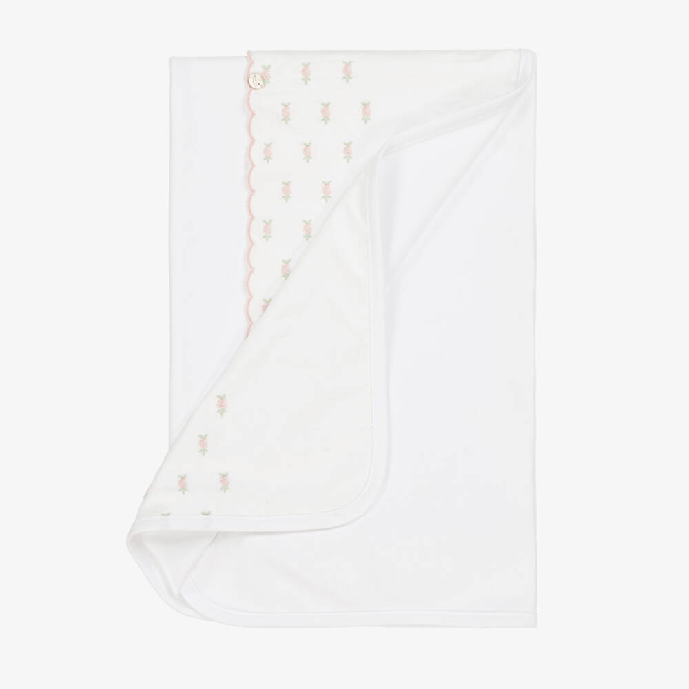 Pureté Du... Bébé-Girls Soft White Floral Baby Blanket | Childrensalon Outlet
