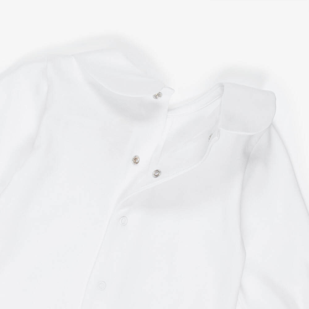 Pureté Du... Bébé-Girls White Cotton Babygrow with Embroidered Collar | Childrensalon Outlet
