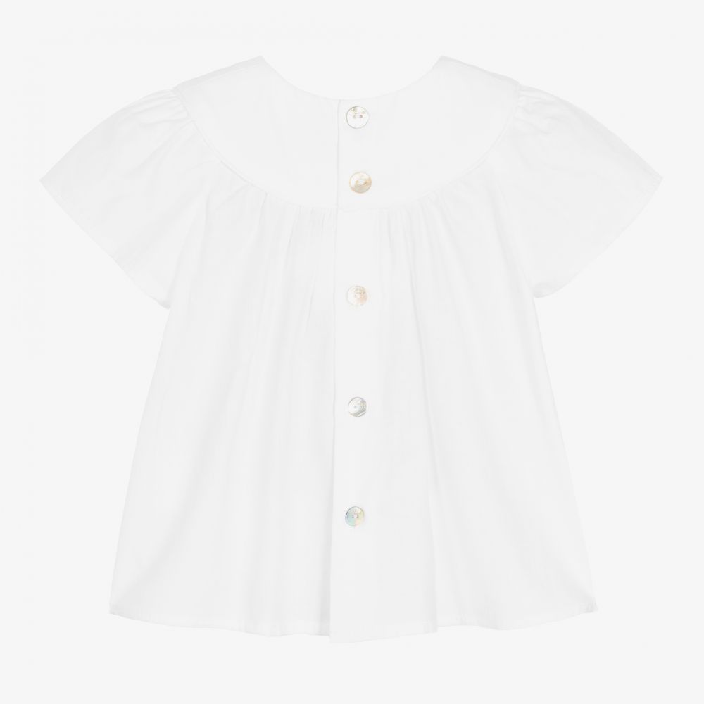 Pureté Du... Bébé-Girls White Cotton Blouse | Childrensalon Outlet