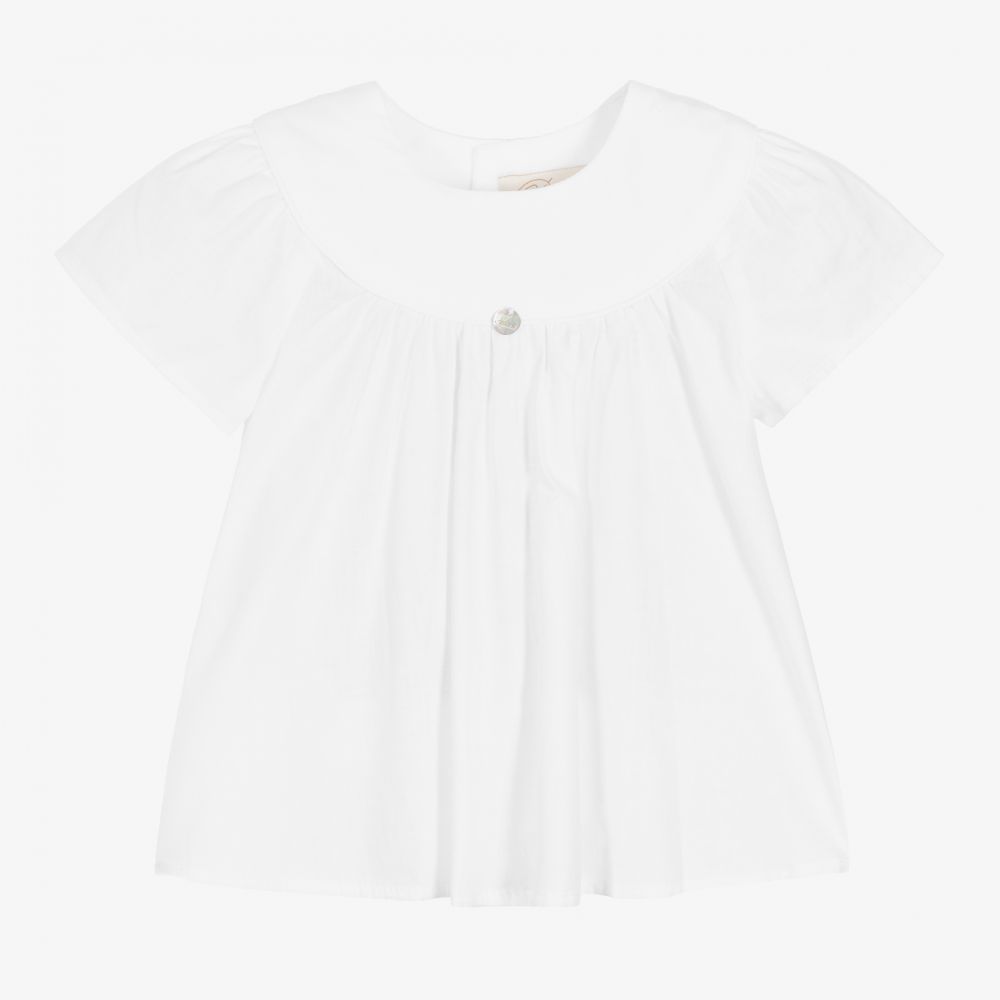 Pureté Du... Bébé - Girls White Cotton Blouse | Childrensalon