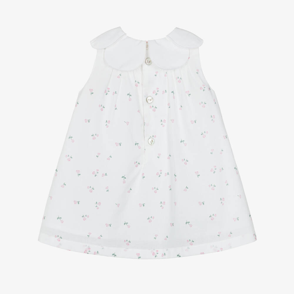 Pureté Du... Bébé-Girls White Floral Dress with Petal Collar | Childrensalon Outlet