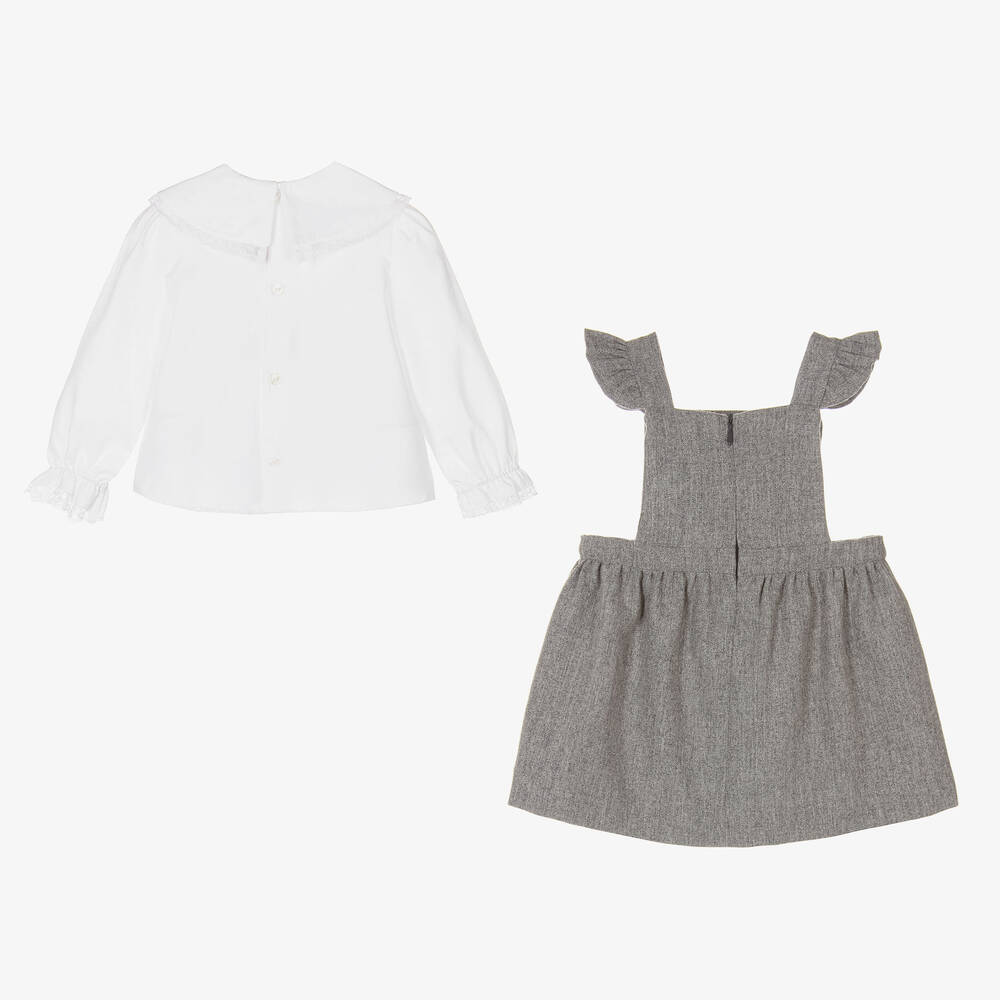 Pureté Du... Bébé-Girls White & Grey Wool Dress Set | Childrensalon Outlet