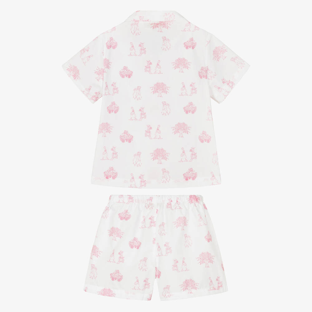 Pureté Du... Bébé-Girls White & Pink Toile De Jouy Cotton Pyjamas | Childrensalon Outlet