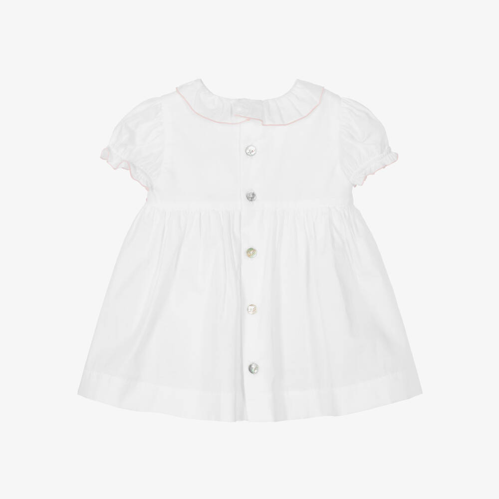 Pureté Du... Bébé-Girls White Rosebud Embroidered Dress | Childrensalon Outlet