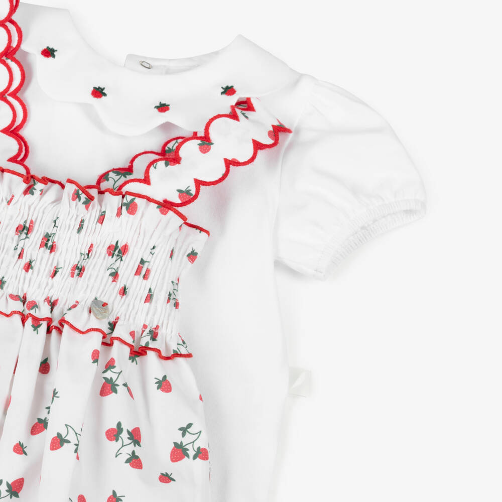 Pureté Du... Bébé-Girls White Strawberry Bodysuit Set | Childrensalon Outlet