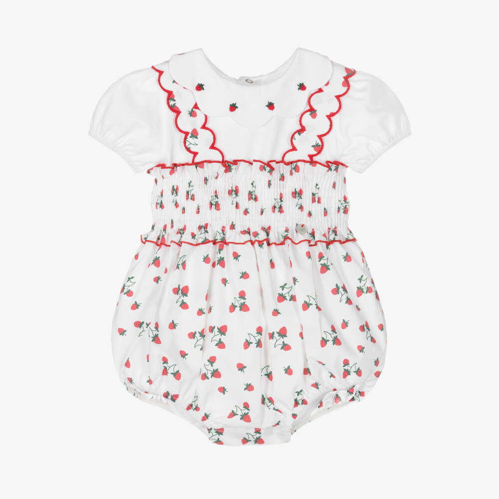 Pureté Du... Bébé-Girls White Strawberry Bodysuit Set | Childrensalon Outlet