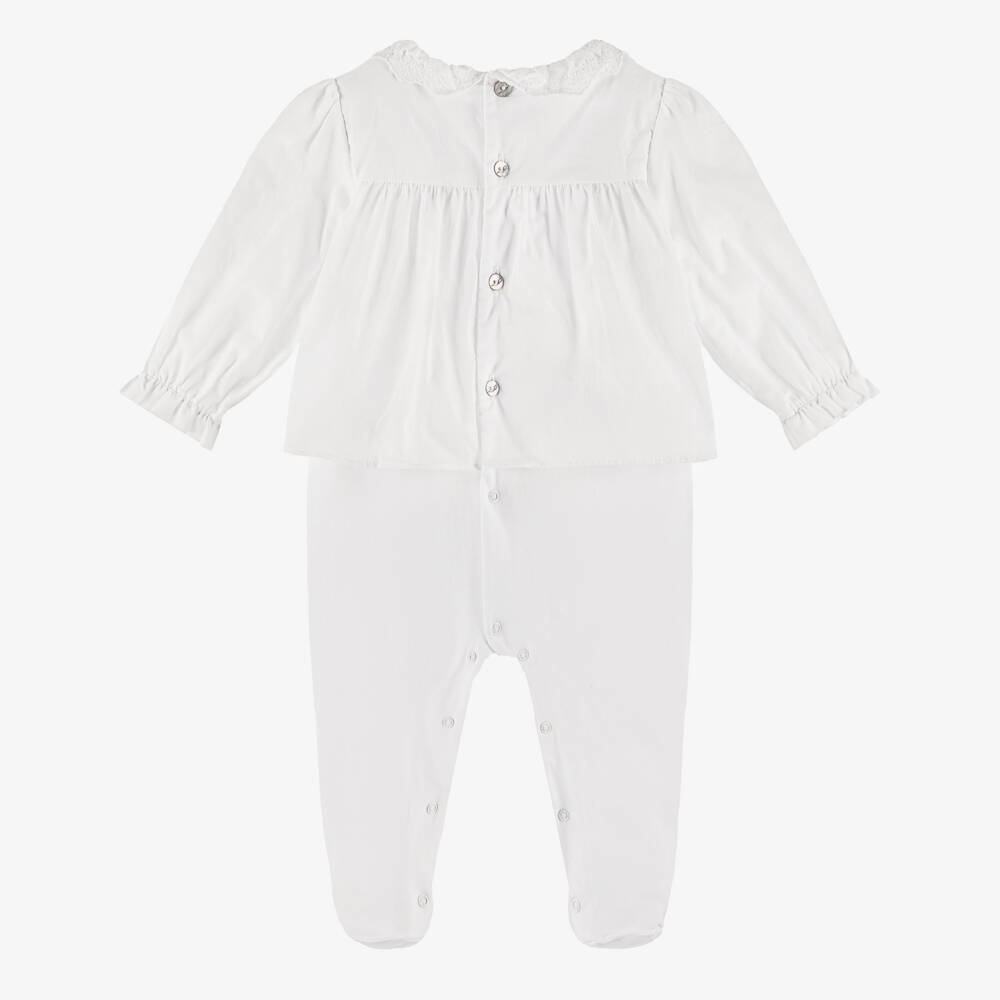 Pureté Du... Bébé-Girls White Voile & Jersey Sleepsuit | Childrensalon Outlet