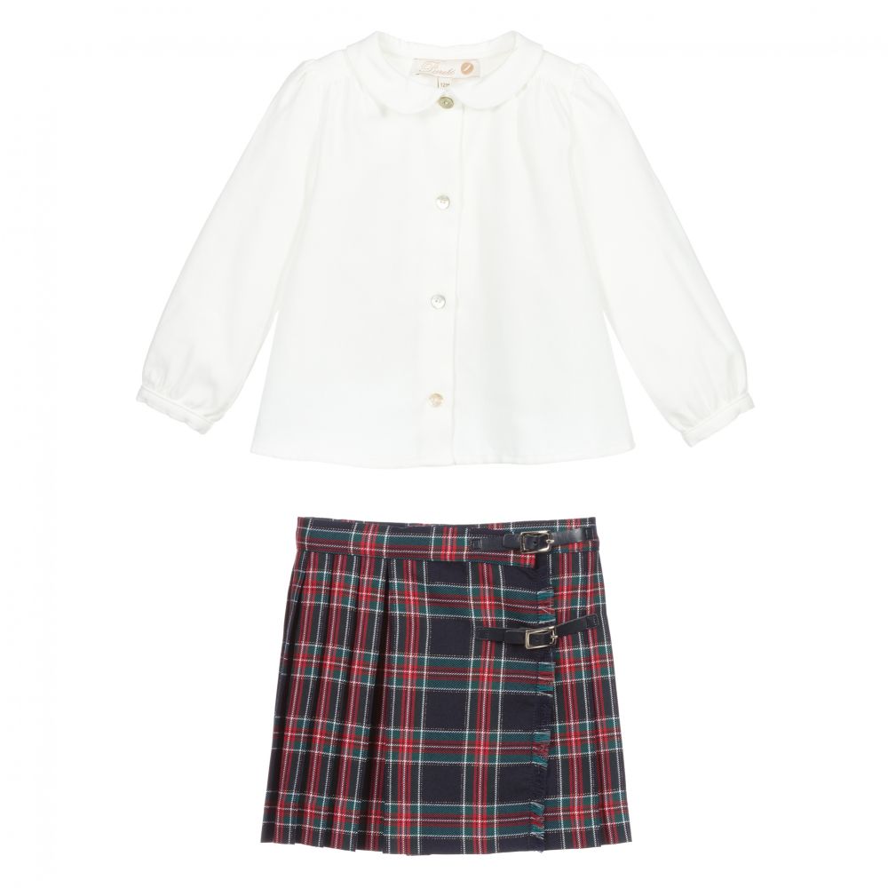 Pureté Du... Bébé-Ivory & Blue Tartan Skirt Set | Childrensalon Outlet