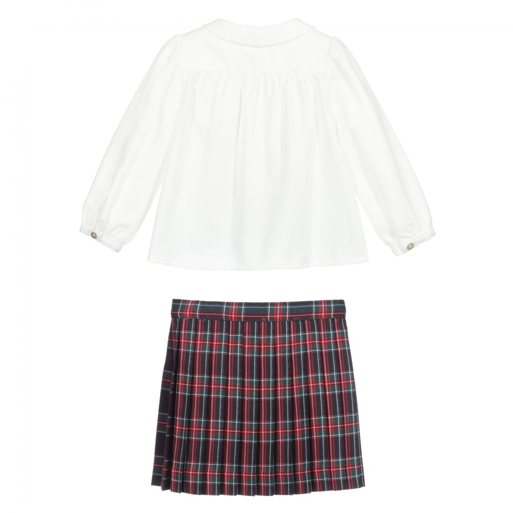 Pureté Du... Bébé-Ivory & Blue Tartan Skirt Set | Childrensalon Outlet