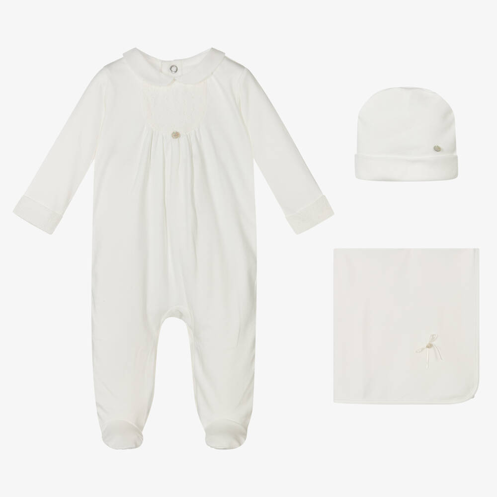Pureté Du... Bébé- Ivory Cotton Babygrow Set | Childrensalon Outlet