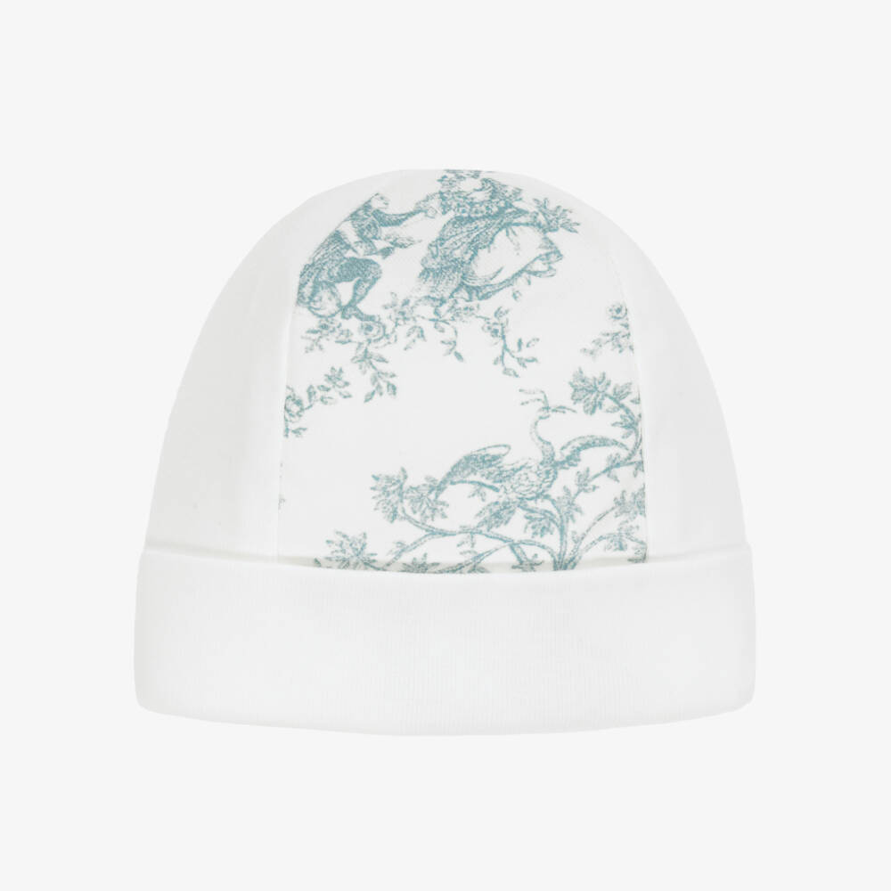 Pureté Du... Bébé-Ivory Cotton Jersey & Green Toile de Jouy Hat | Childrensalon Outlet