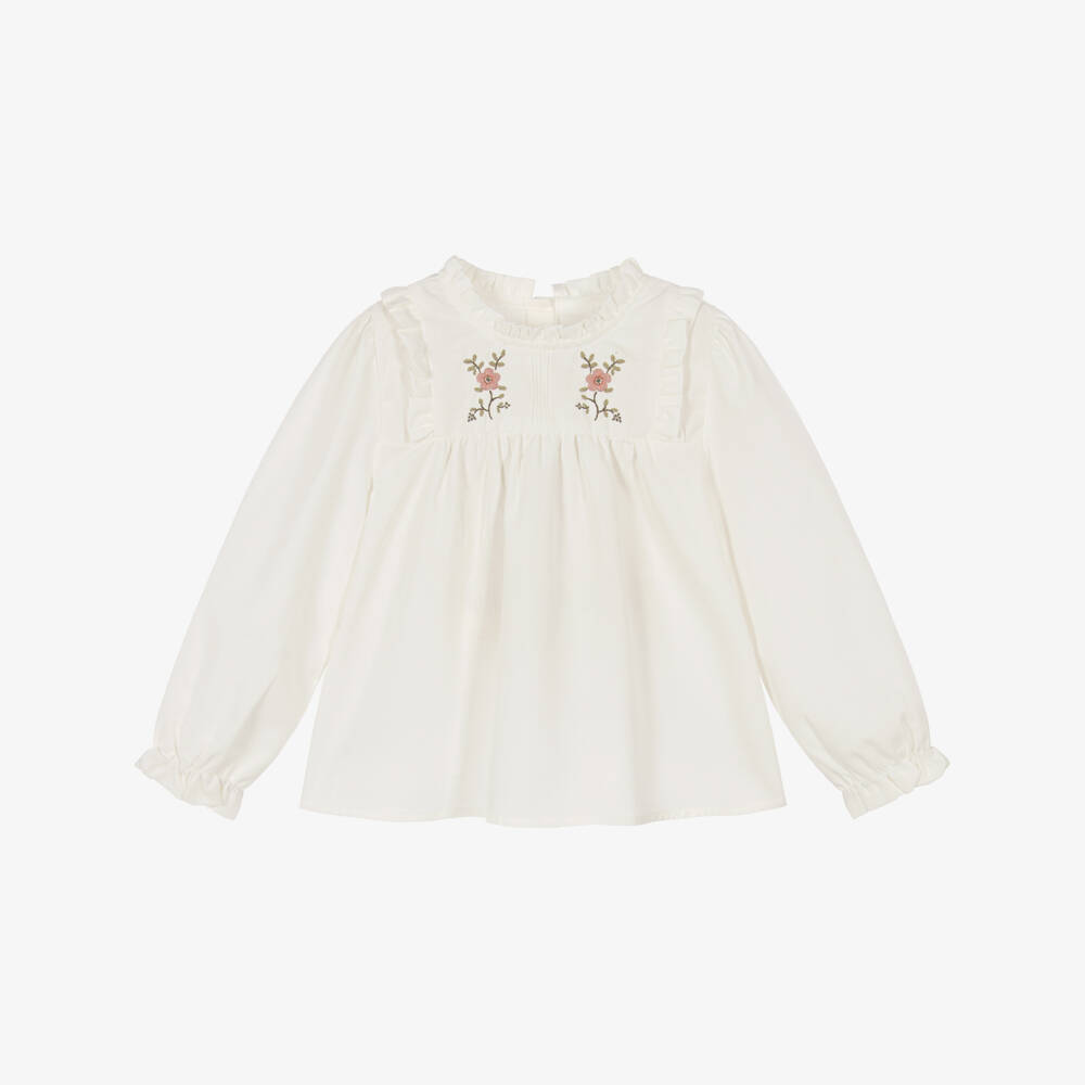 Pureté Du... Bébé-Ivory Embroidered Blouse | Childrensalon Outlet