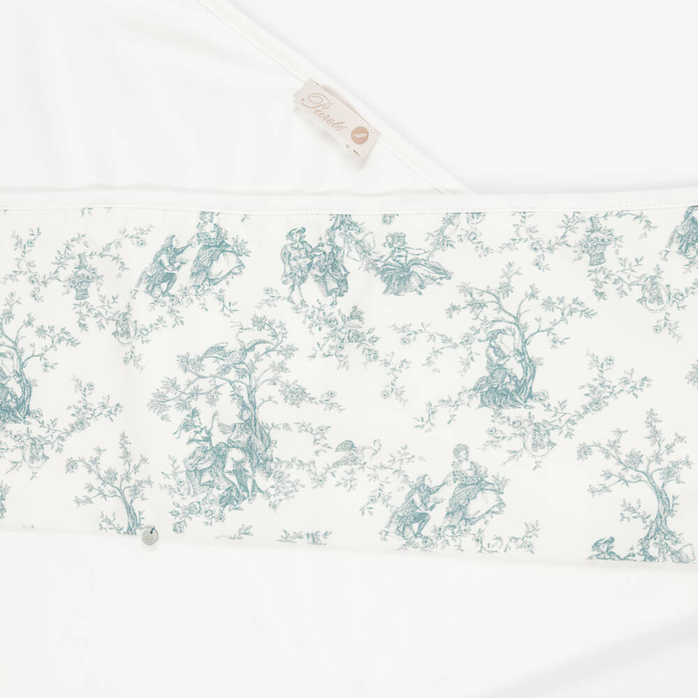 Pureté Du... Bébé-Ivory & Green Toile De Jouy Velour Baby Blanket (76cm) | Childrensalon Outlet