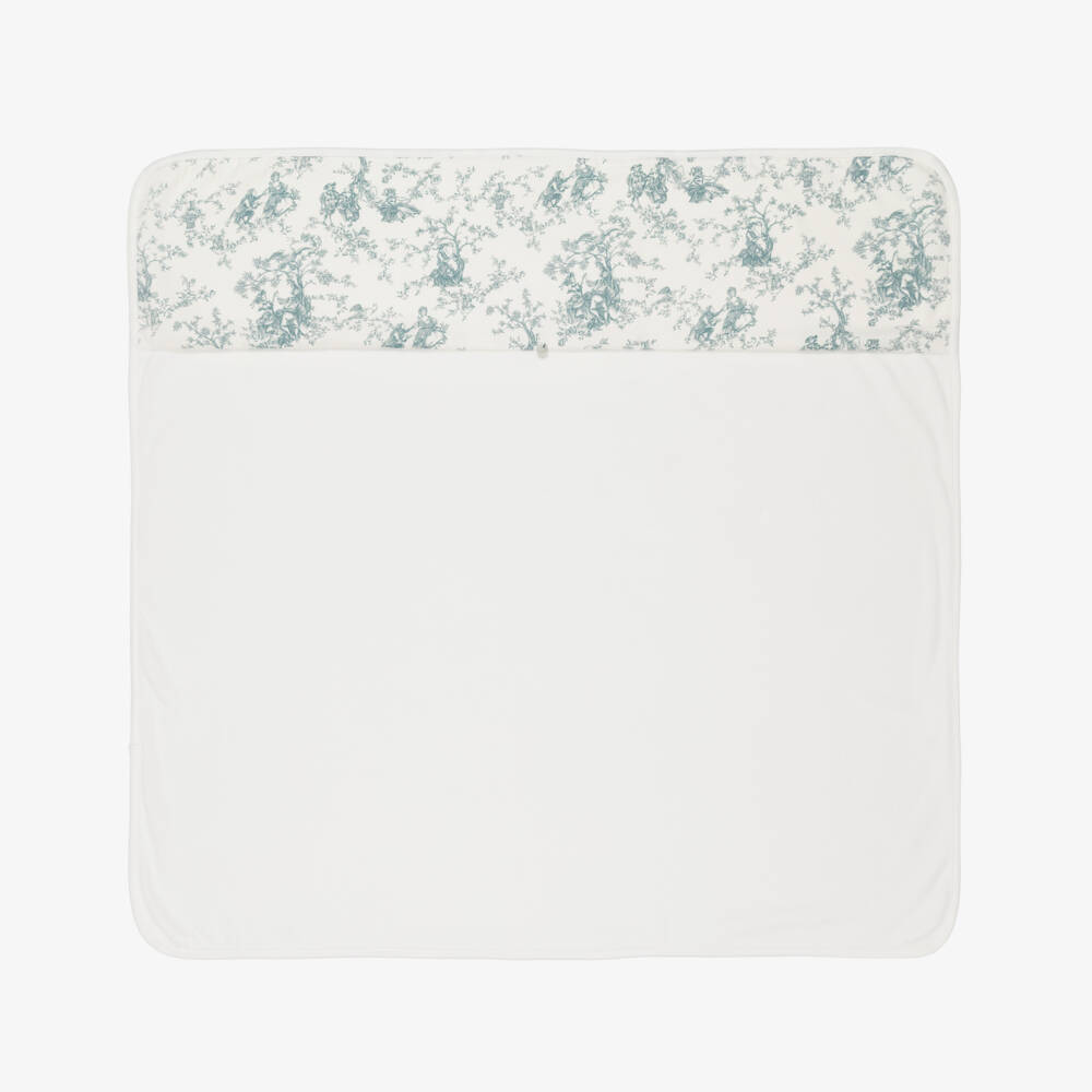 Pureté Du... Bébé-Ivory & Green Toile De Jouy Velour Blanket | Childrensalon Outlet