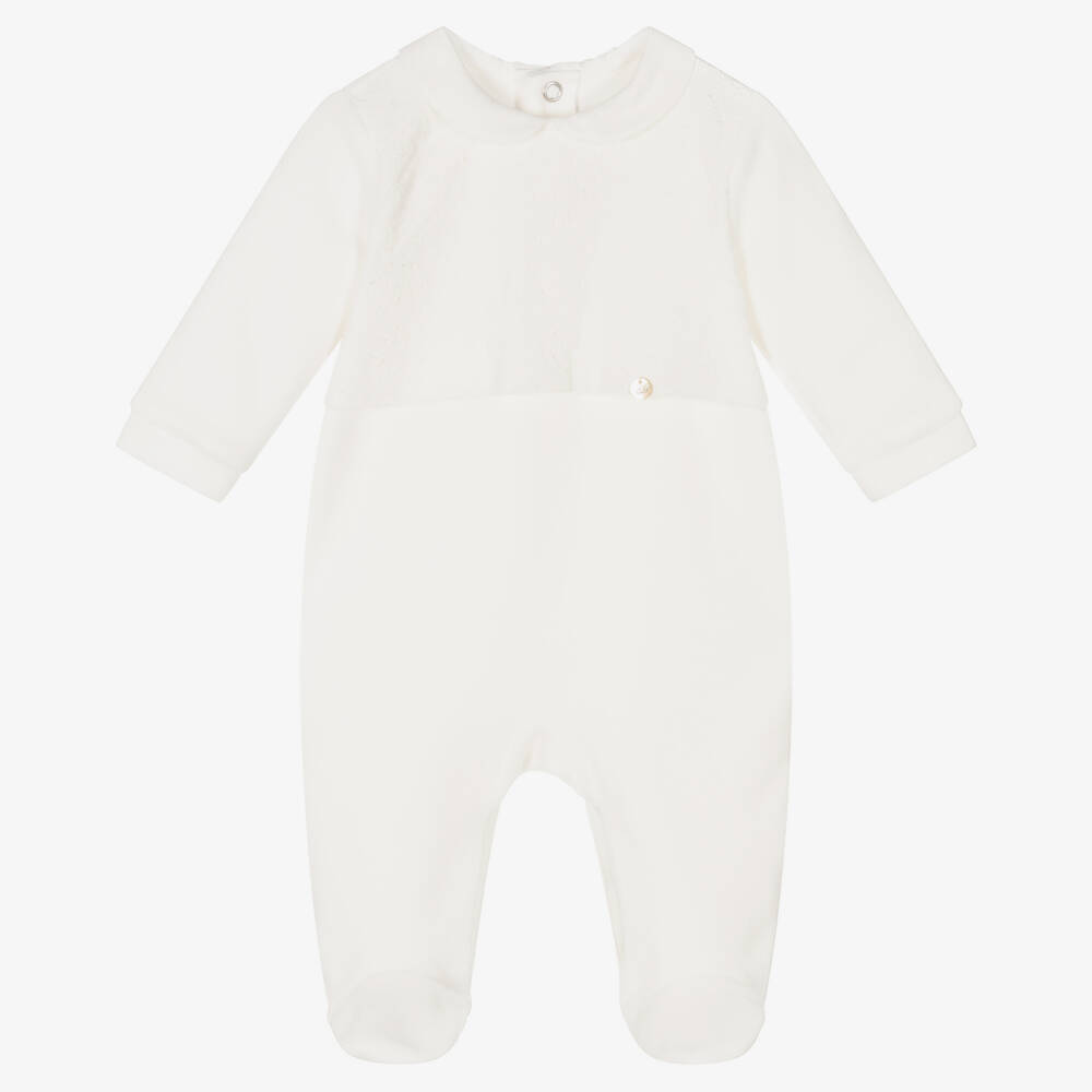 Pureté Du... Bébé - Ivory Velour Babygrow | Childrensalon