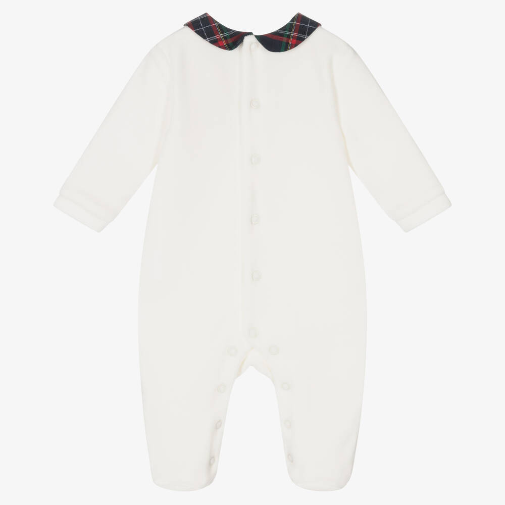 Pureté Du... Bébé-Ivory Velour & Tartan Babygrow | Childrensalon Outlet