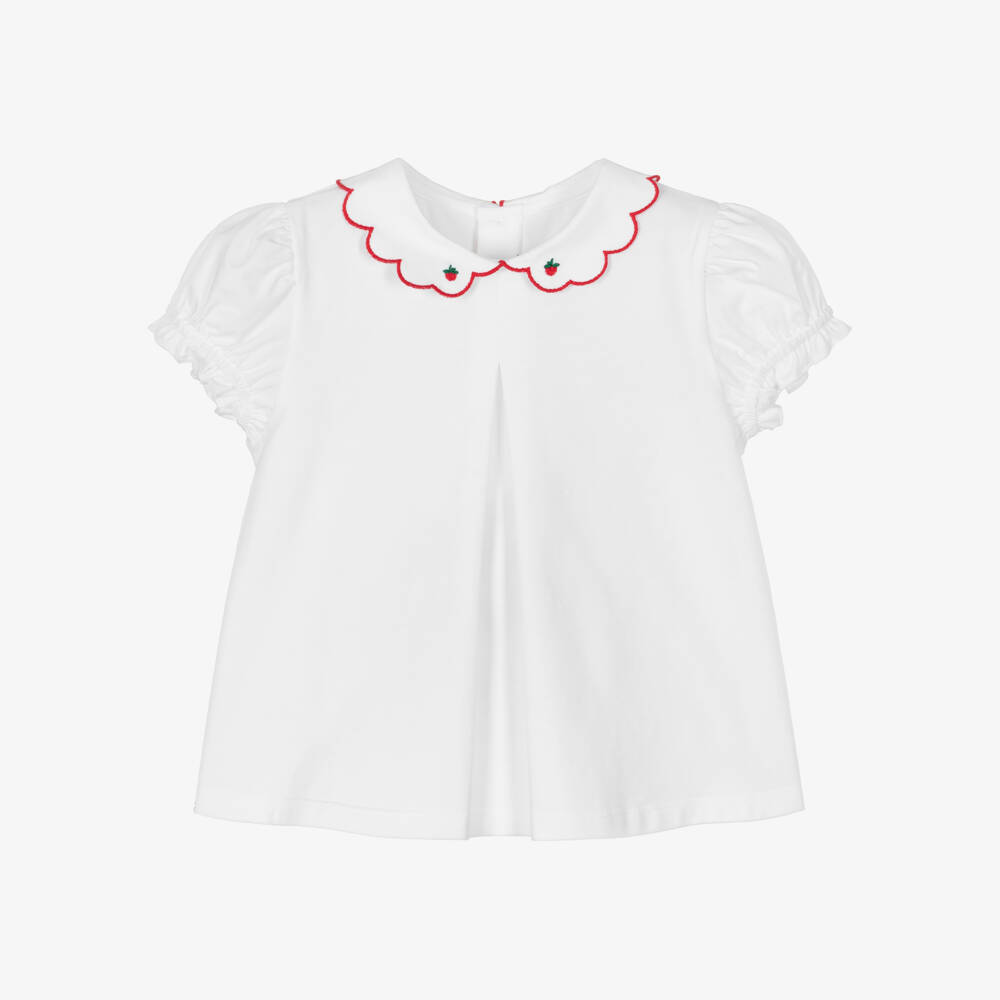 Pureté Du... Bébé-Little Ladies White Strawberry Top | Childrensalon Outlet