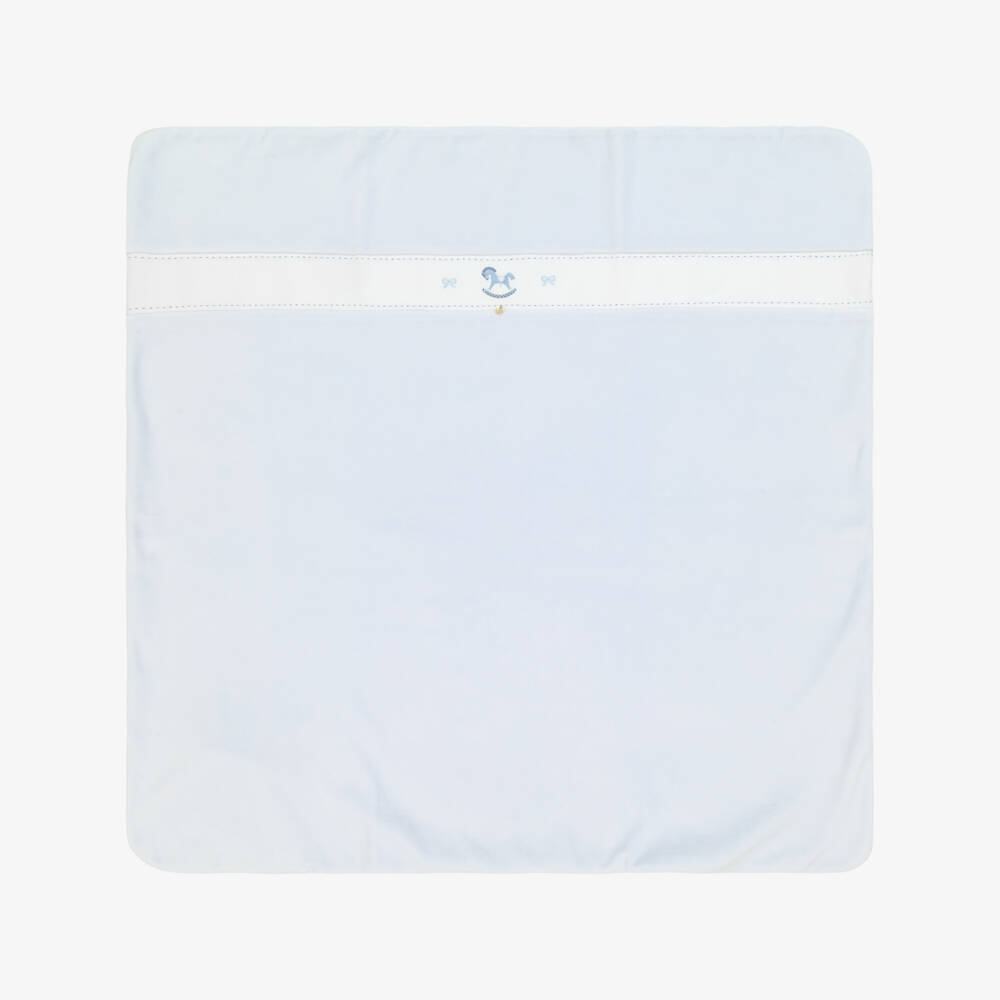 Pureté Du... Bébé-Pale Blue Velour Rocking Horse Blanket (75cm) | Childrensalon Outlet