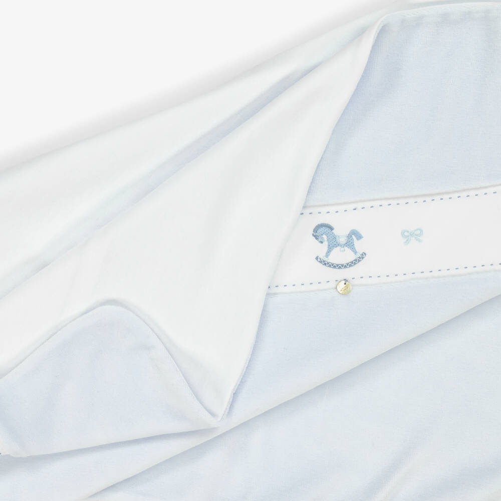 Pureté Du... Bébé-Pale Blue Velour Rocking Horse Blanket (75cm) | Childrensalon Outlet