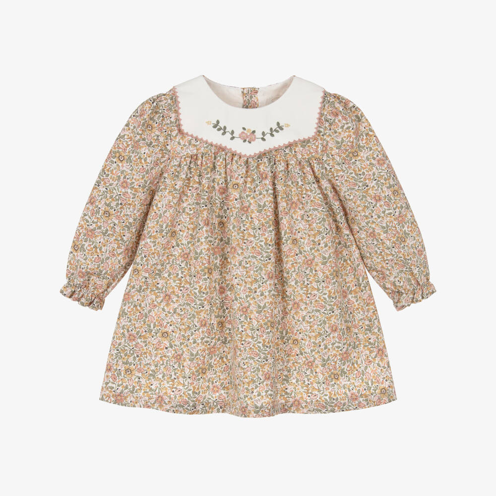 Pureté Du... Bébé-Pink Floral Embroidered Collar Dress | Childrensalon Outlet