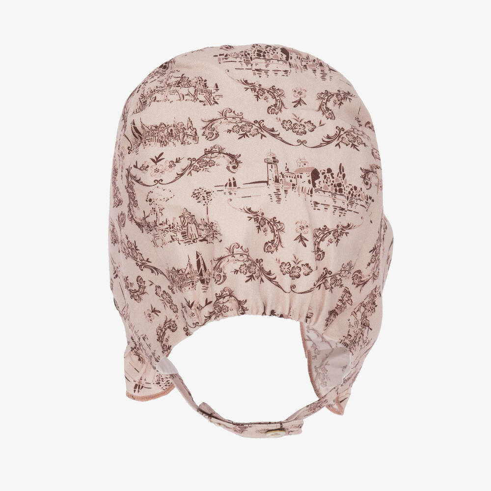 Pureté Du... Bébé-Pink Toile De Jouy Cotton Bonnet | Childrensalon Outlet