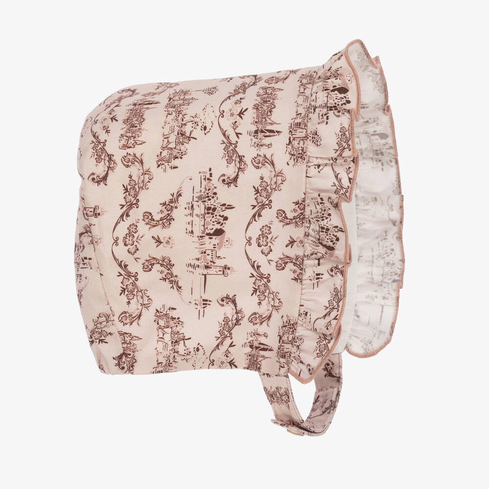Pureté Du... Bébé-Pink Toile De Jouy Cotton Bonnet | Childrensalon Outlet
