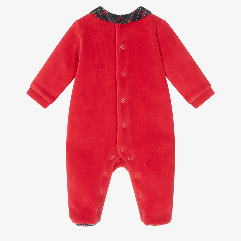 Pureté Du... Bébé-Red Velour & Tartan Babygrow | Childrensalon Outlet