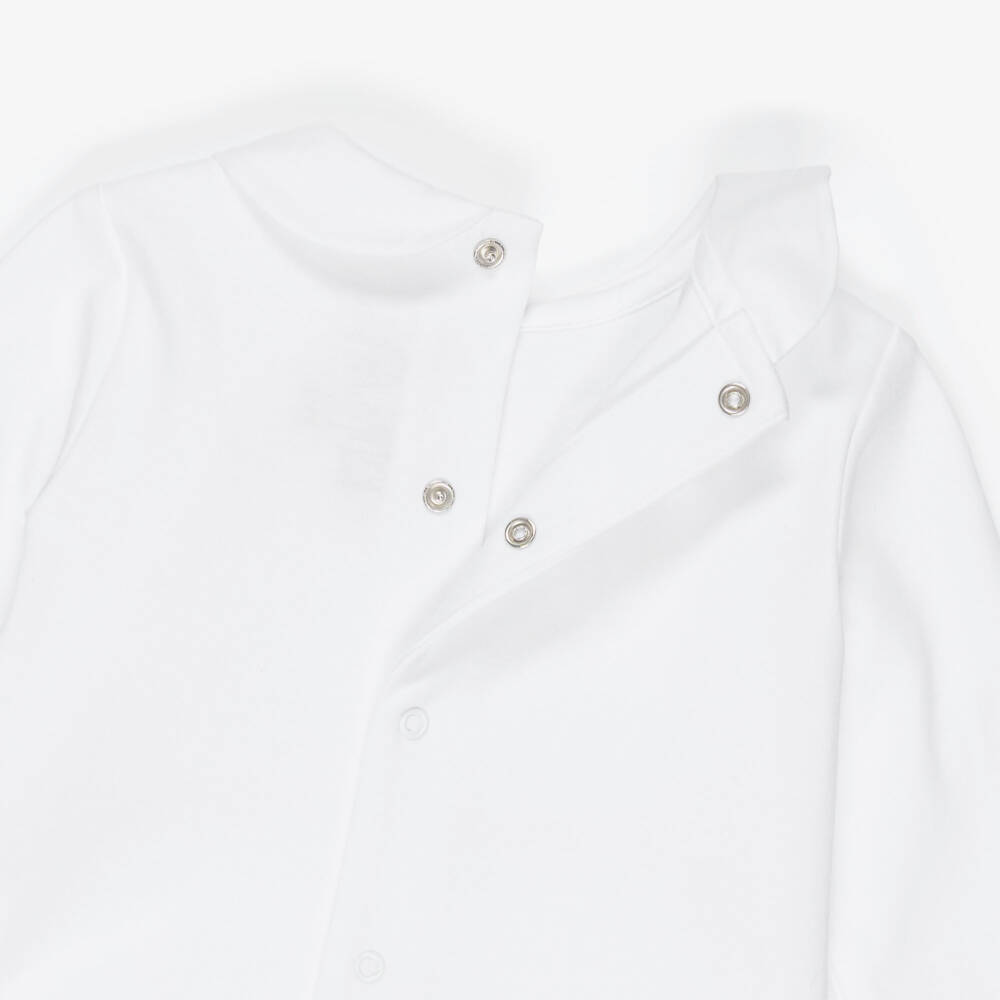 Pureté Du... Bébé-White & Beige Embroidered Cotton Babygrow | Childrensalon Outlet