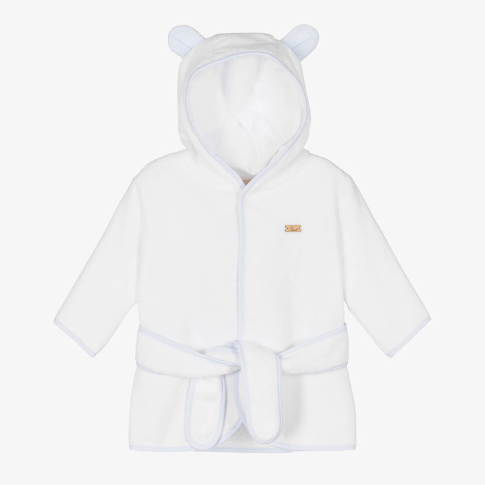 Pureté Du... Bébé - White & Blue Towelling Bathrobe | Childrensalon