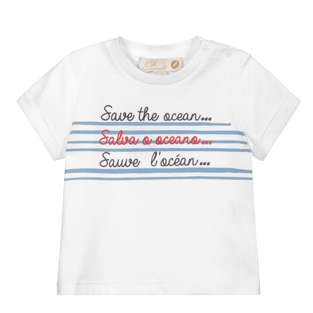 Pureté Du... Bébé - White Cotton Baby T-Shirt | Childrensalon