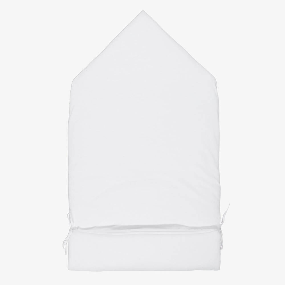 Pureté Du... Bébé-White Cotton Jersey Baby Nest with Beige Embroidery | Childrensalon Outlet